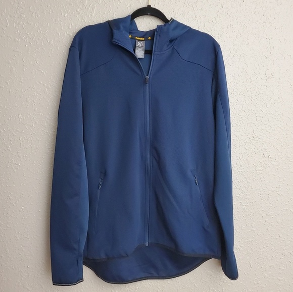 Champion Sweaters - Champion Running blue ribbed hoodie hi low sweater